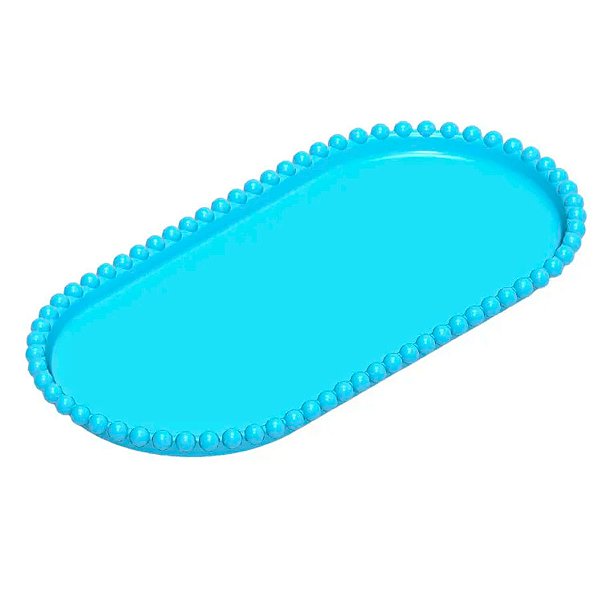 Bandeja Esfera Acrílica Durável Oval - Azul Candy - 25x13cm - 1 unidade - Rizzo - Rizzo
