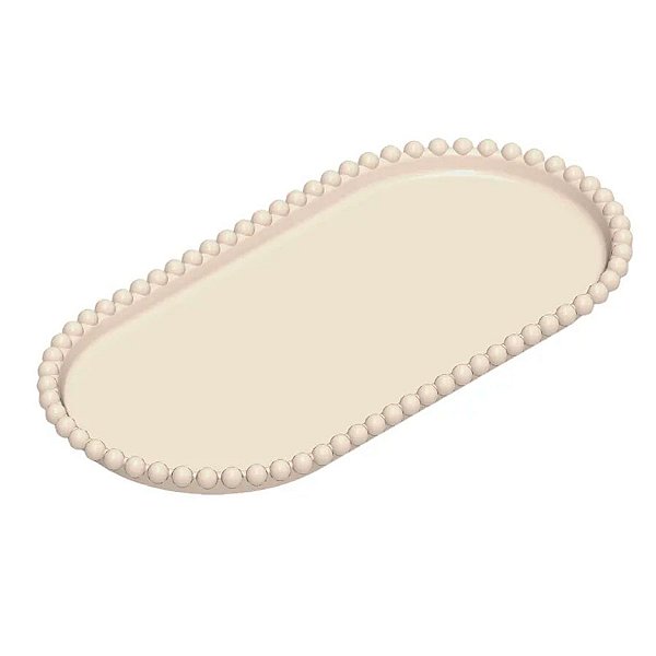 Bandeja Esfera Acrílica Durável Oval - Bege - 25x13cm - 1 unidade - Rizzo - Rizzo