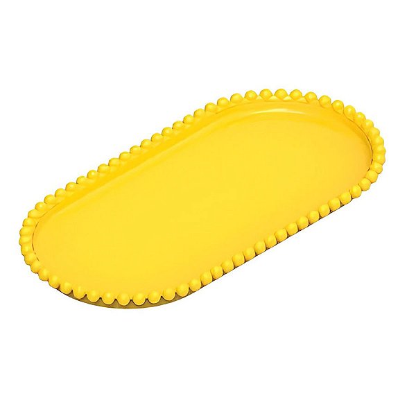 Bandeja Esfera Acrílica Durável Oval - Amarelo - 25x13cm - 1 unidade - Rizzo - Rizzo