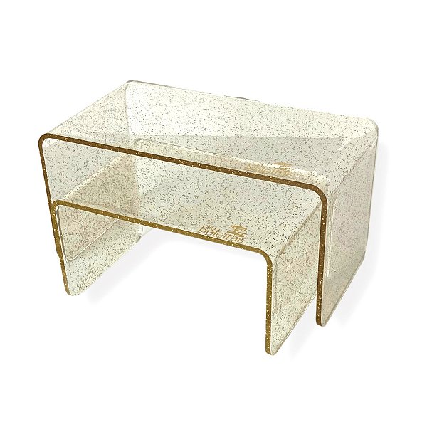 Kit Suporte para Doces Elevadores Clean Glitter - Dourado - 2 unidades - Só Boleiras - Rizzo