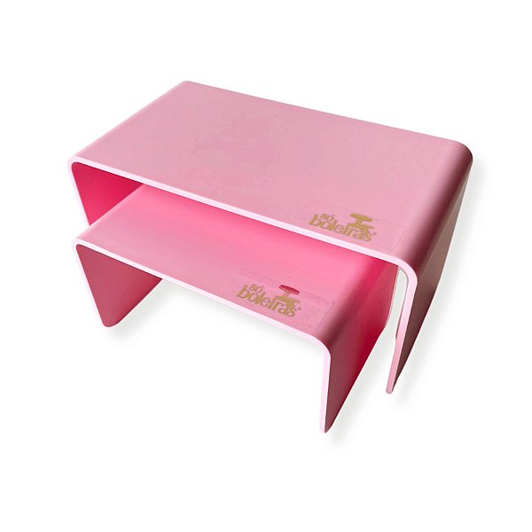 Kit Suporte para Doces Elevadores Fosco - Rosa Bebê - 2 unidades - Só Boleiras - Rizzo