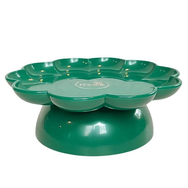 Bandeja Flower Com Pé - 205mm - Verde Folha - 1 unidade - Só Boleiras - Rizzo