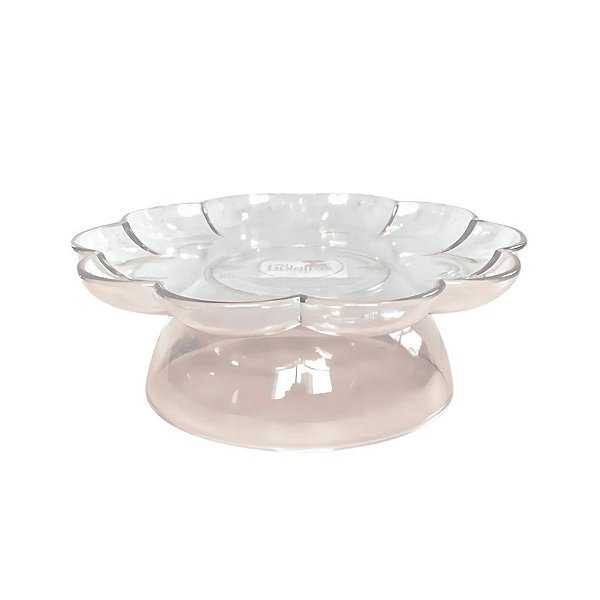 Bandeja Flower Com Pé - 180mm - Transparente - 1 unidade - Só Boleiras - Rizzo