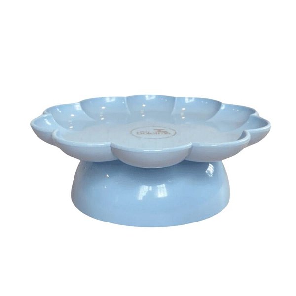Bandeja Flower Com Pé - 180mm - Azul Claro Candy - 1 unidade - Só Boleiras - Rizzo