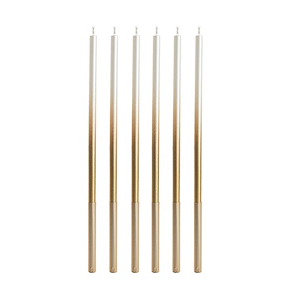 Vela Palito Gigante Dégradé Pérola com Dourado 15 cm - 1 unidade Pct. c/ 6 unidades - Rizzo