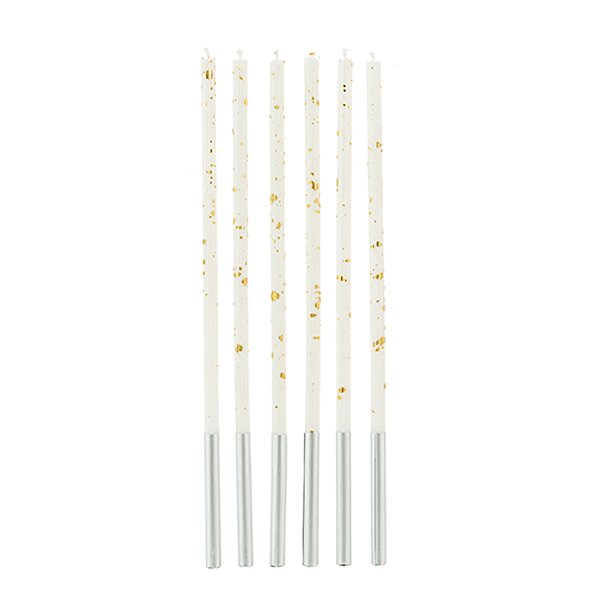 Vela Palito Gigante Branca com Dourado 17 cm - 1 unidade Pct. c/ 6 unidades - Rizzo