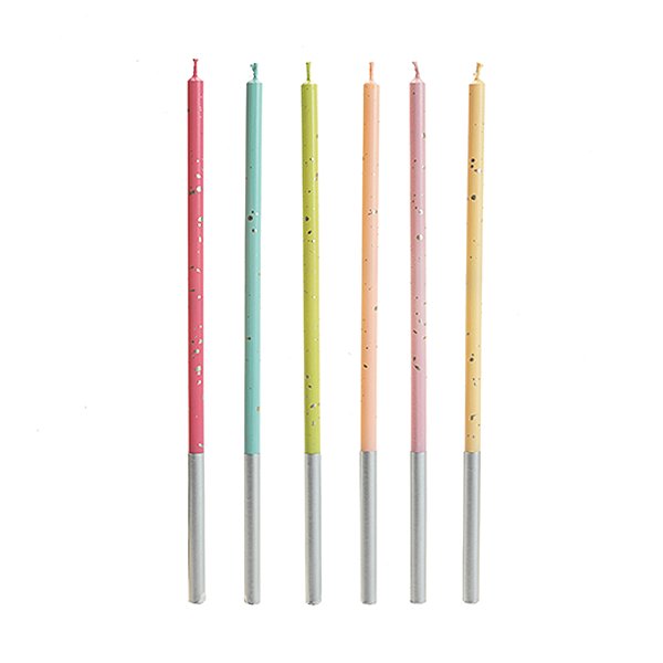 Vela Palito Gigante Arco-íris Candy com Glitter 15 cm - 1 unidade Pct. c/ 6 unidades - Rizzo