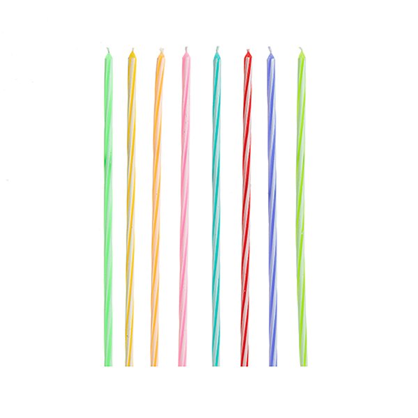 Vela Palito Gigante Arco-iris Listrada 15 cm - 1 unidade Pct. c/ 8 unidades - Rizzo