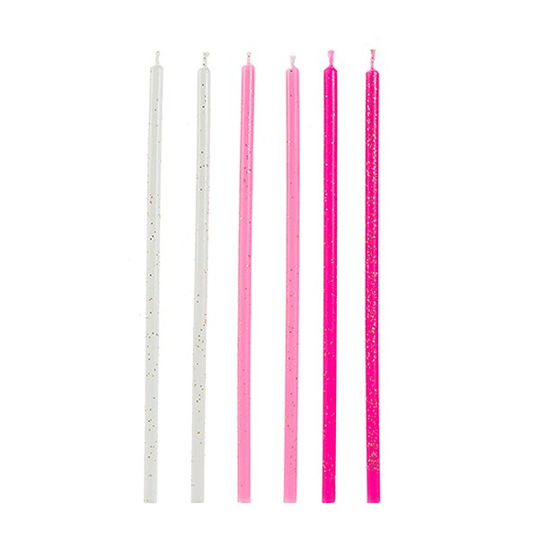 Vela Palito Rosa e Branca 15 cm - 1 unidade Pct. c/ 6 unidades - Rizzo
