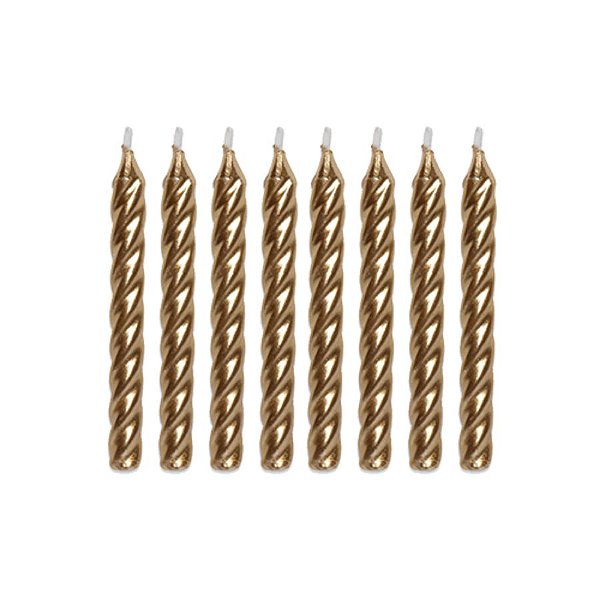 Vela Espiral Dourada - 8 unidades - Rizzo