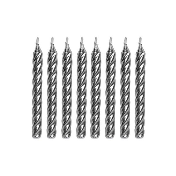 Vela Espiral Prateada - 8 unidades - Rizzo