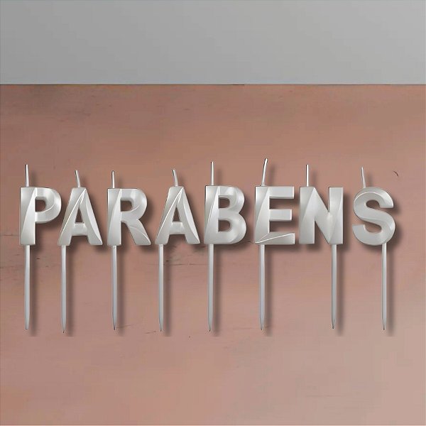 Vela Parabéns Branca Perolizada - 7cm - 8 unidades - Rizzo