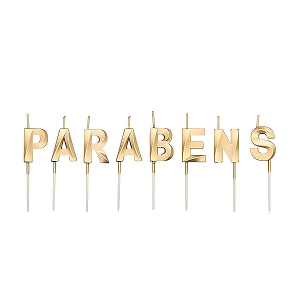 Vela "Parabéns" Dourado - 1 unidade - Rizzo