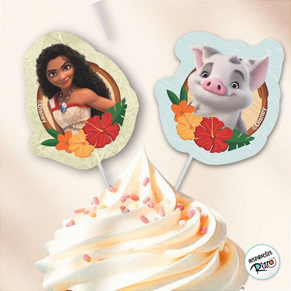 Pick Decorativo para Doces - Moana 2 - 12 unidades - Disney Original - Rizzo