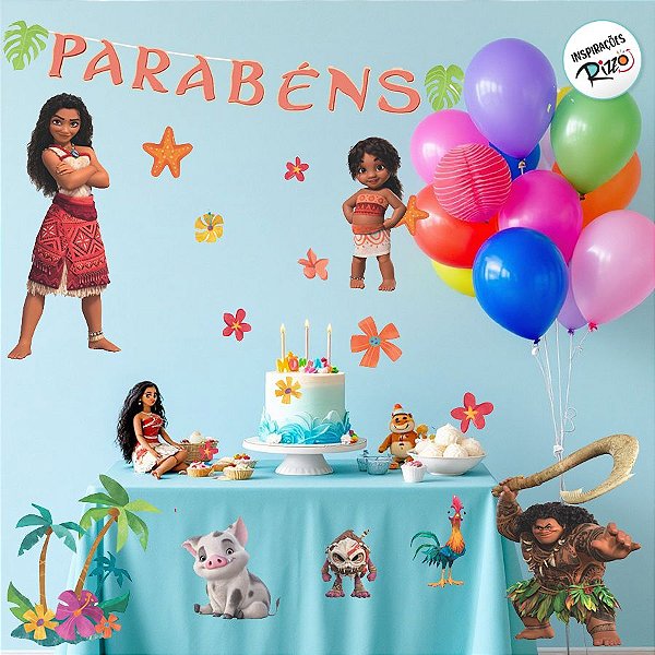 Kit Painéis Impressos em EVA - Moana 2 - 27 Itens - 1 unidade - Disney Original - Rizzo