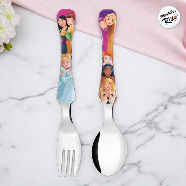 Kit Colher e Garfo Infantil - Princesas - 1 unidade - Disney Original - Rizzo