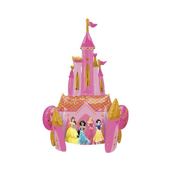 Balão Metalizado Castelo Princesas - 35''x 55'' - 88cm x 1,39m - 1 Unidade - Disney Original-