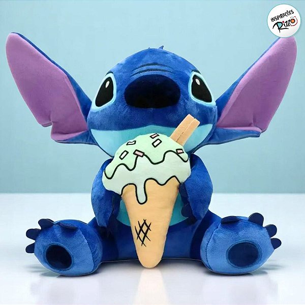 Pelúcia Stitch com Sorvete - 30cm - 1 unidade - Disney Original - Rizzo