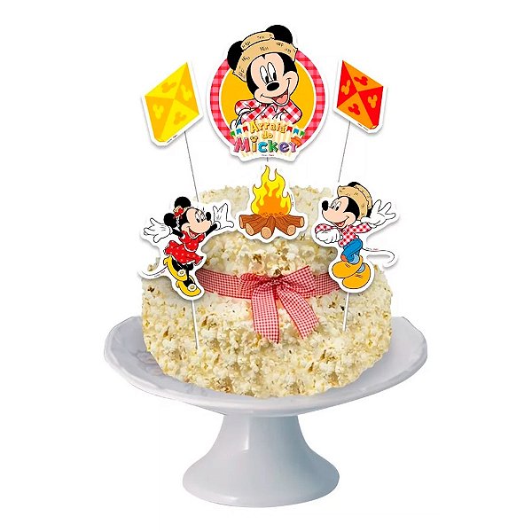 Topo de Bolo - Arraiá do Mickey - 6 unidades - Disney Original - Rizzo