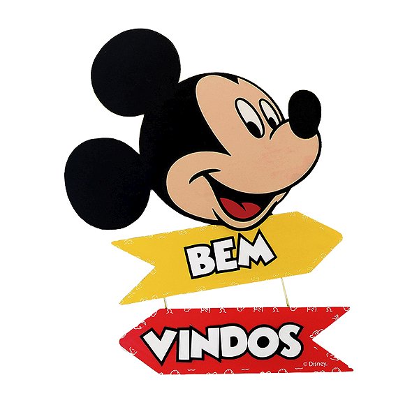 Placa Bem Vindos - Mickey MDF - 1 unidade - Disney Original - Rizzo