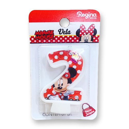 Vela Festa Minnie Número 2 - 01 unidade - Disney Original - Rizzo Festas