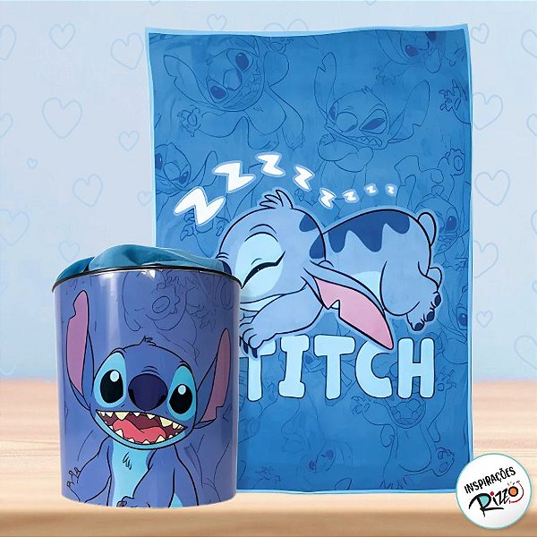 Kit Balde de Pipoca e Manta - Stitch - 1 unidade - Disney Original - Rizzo