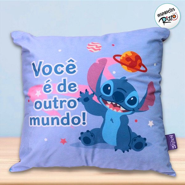 Almofada Stitch e Angel Namorados - 40x40cm - 1 unidade - Disney Original - Rizzo