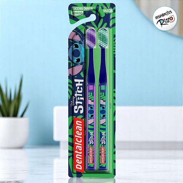 Kit Escova Dental Adulto - Stitch - Macia - 2 unidades - Disney Original - Rizzo