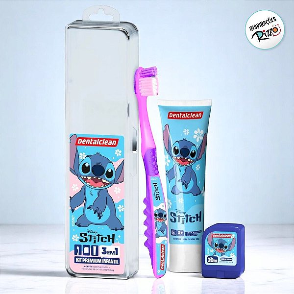 Kit Escovação Infantil Premium - Stitch - Rosa - 1 unidade - Disney Original - Rizzo