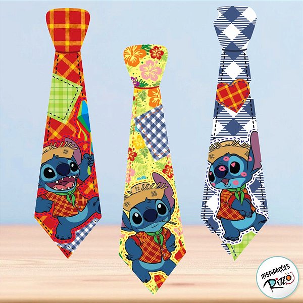 Gravata de Eva - Stitch Junino - 29x8cm - 1 unidade - Disney Original - Rizzo