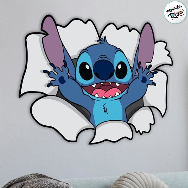 Painel Decorativo - Stitch Saindo da Parede - 35x50cm - 1 unidade - Disney Original - Rizzo