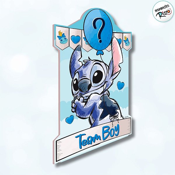 Painel Decorativo - Chá Revelação Stitch - 46x32cm - 1 unidade - Disney Original - Rizzo