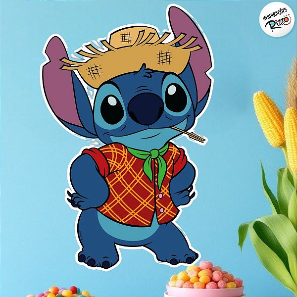 Painel Decorativo - Stitch Junino - 47x31cm - 1 unidade - Disney Original - Rizzo