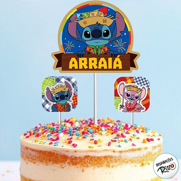 Topo de Bolo - Stitch Junino - 3 unidades - Disney Original - Rizzo