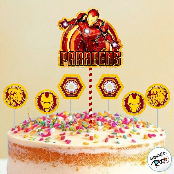 Topo de Bolo - Homem de Ferro - 7 unidades - Disney Original - Rizzo