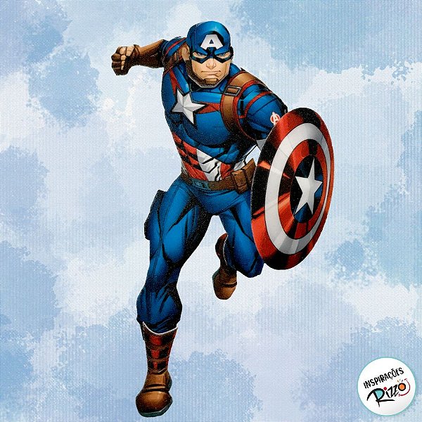 Mini Painel Decorativo Relevo - Capitão América - 20x11cm - 1 unidade - Disney Original - Rizzo