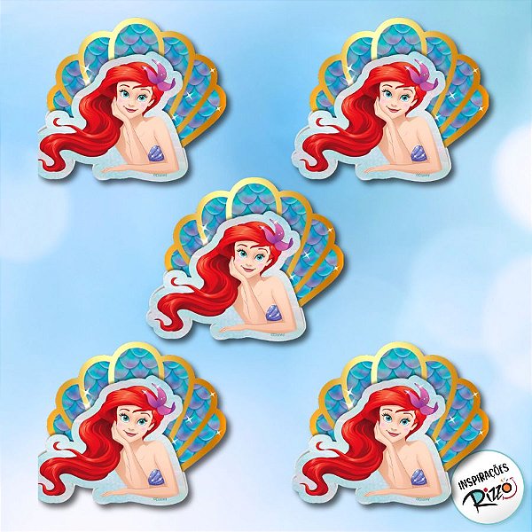 Aplique Imp em EVA - Ariel e Conchas - 5 unidades - Disney Original - Rizzo