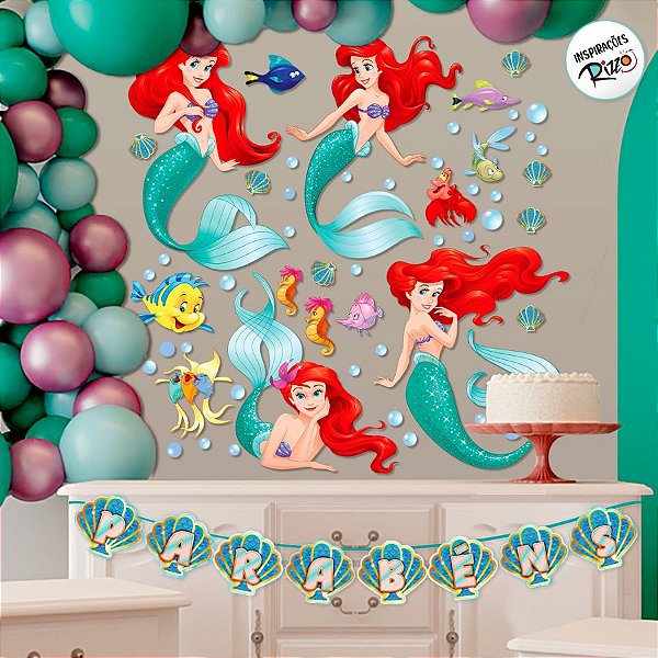 Kit Painéis Impressos em EVA - Ariel - 77 Itens - 1 unidade - Disney Original - Rizzo