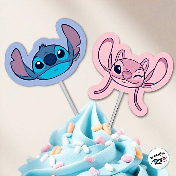 Pick Decorativo para Doces - Stitch e Angel - 12 unidades - Disney Original - Rizzo