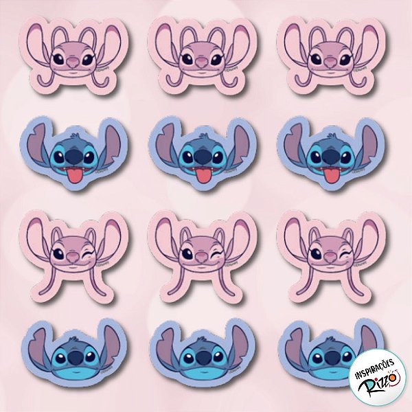 Aplique Imp em EVA - Stitch e Angel - 12 unidades - Disney Original - Rizzo