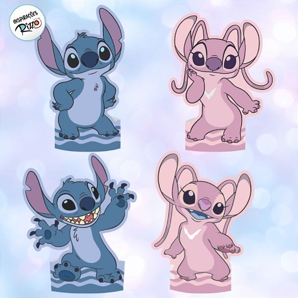 Decoração de Mesa - Stitch e Angel - 4 unidades - Disney Original - Rizzo