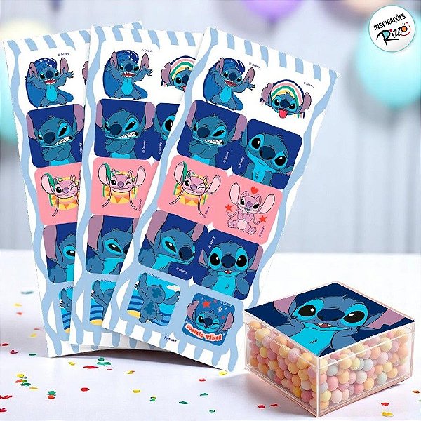 Adesivo Quadrado - Stitch New - 30 unidades - Disney Original - Rizzo