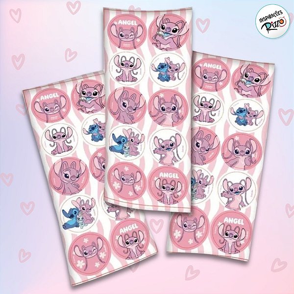Adesivo Redondo - Angel - 30 unidades - Disney Original - Rizzo