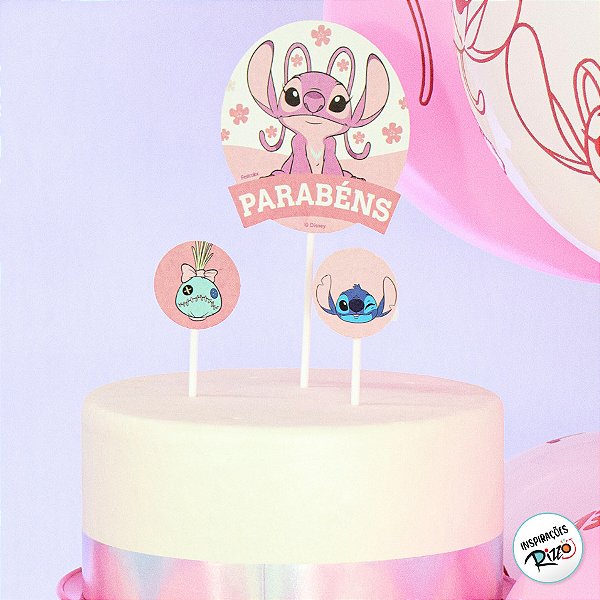 Topo de Bolo Festa Angel - 3 unidades - Disney Original - Rizzo