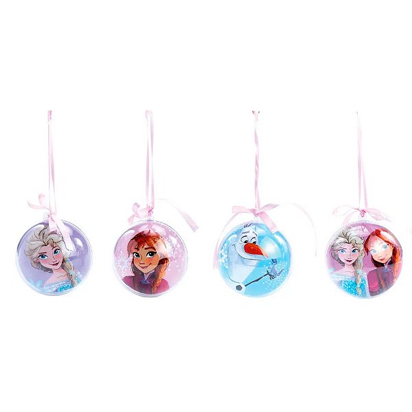 Kit Bolas Decorativas Frozen Disney - 7 cm DIâmetro Ø - 4 unidades - Disney Original - Rizzo