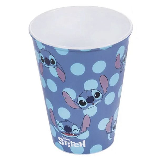 Copo de Plástico Stitch - Bolinhas Azul - 280 ml - 1 unidade - Disney Original - Rizzo