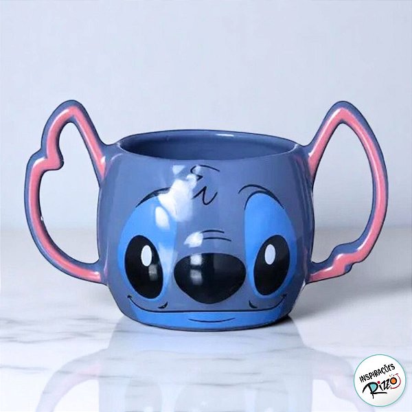 Caneca Formato 3D Stitch - Alça Dupla - 450ml - 1 unidade - Disney Original - Rizzo
