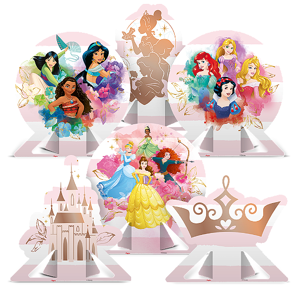 Decoração de Mesa - Festa Princesas Disney - 06 unidades - Disney Original - Rizzo