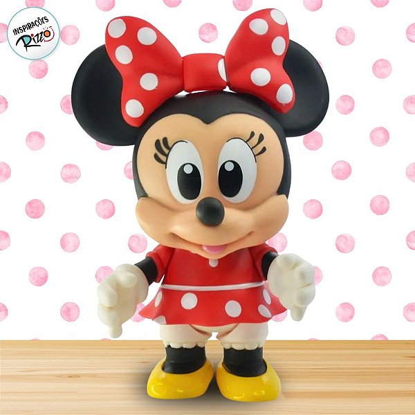 Boneca Articulada Minnie Mouse de Vinil - 12cm - 1 unidade - Disney Original - Rizzo