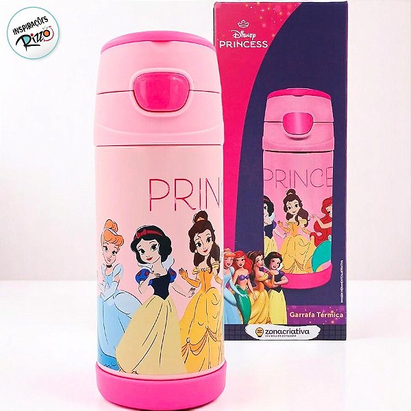 Garrafa Térmica com Canudo Princesas - 350ml - 1 unidade - Disney Original - Rizzo